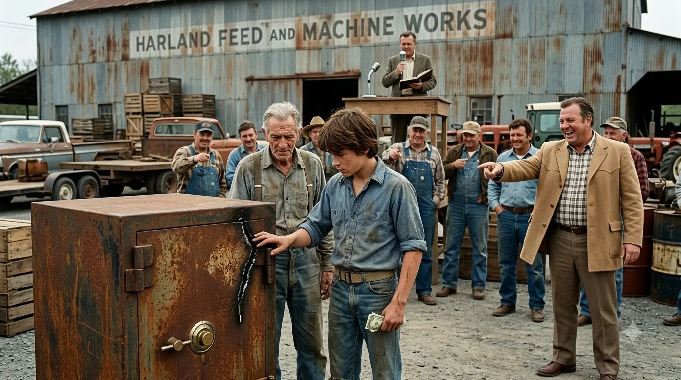 The Whole Auction Laughed at The Little Boy's $40 Rusted Safe — Until He Cut It Open