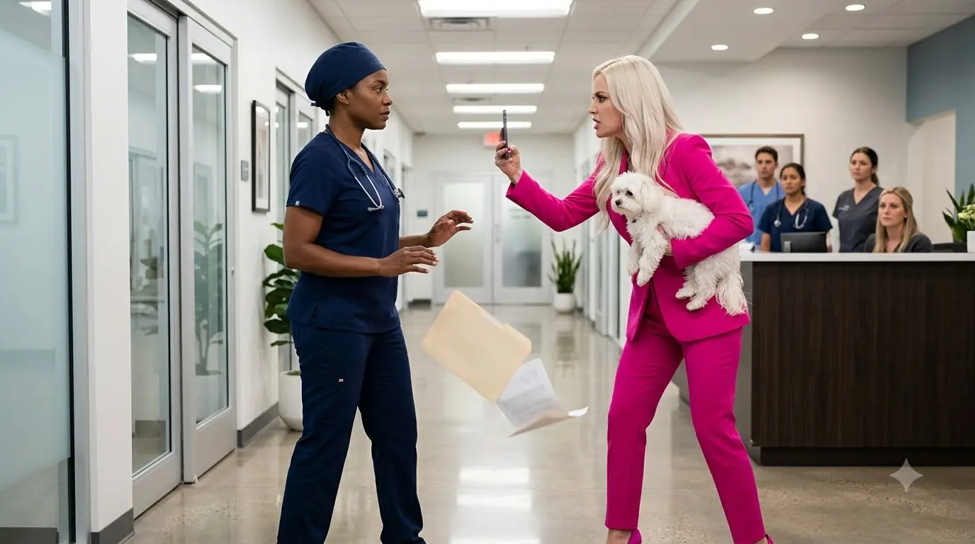 A Celebrity Agent Shamed a Woman in Scrubs — Then the Hospital Corridor Went Silent