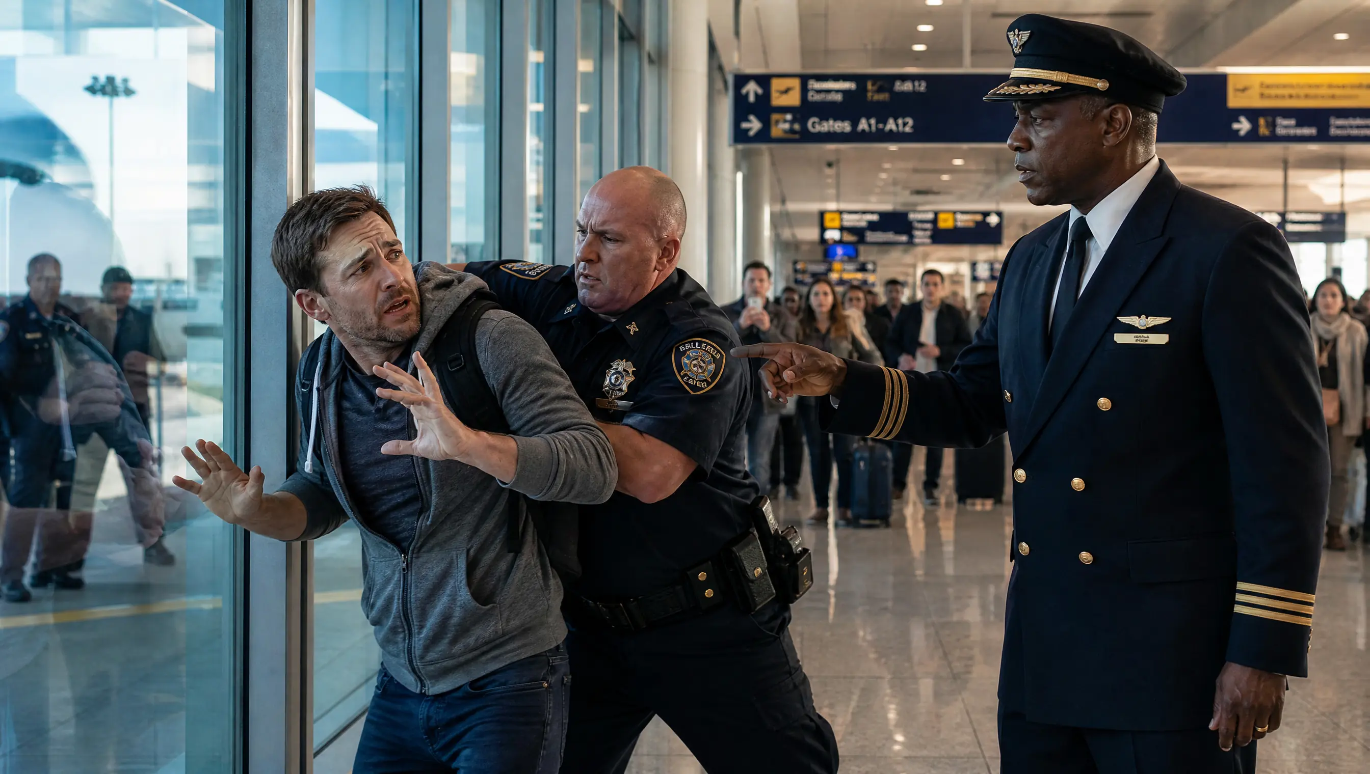 Shoved Against the Terminal Glass Minutes Before His Flight, Until the Black Captain Stared Him Down and Said, "Tell Them Why I'm Late"