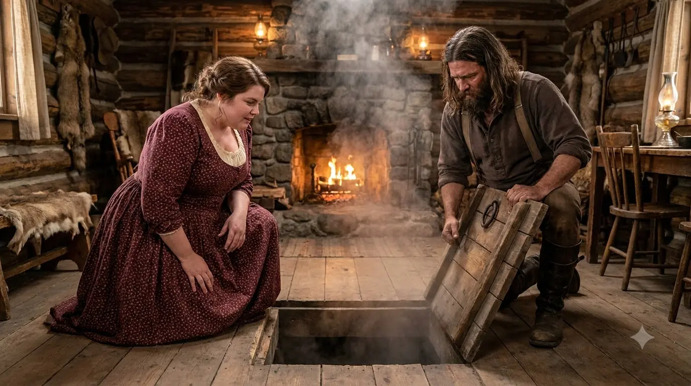 She Told the Mountain Man She Was Too Big for His Cabin — Then He Opened a Hidden Door Beneath the Floor