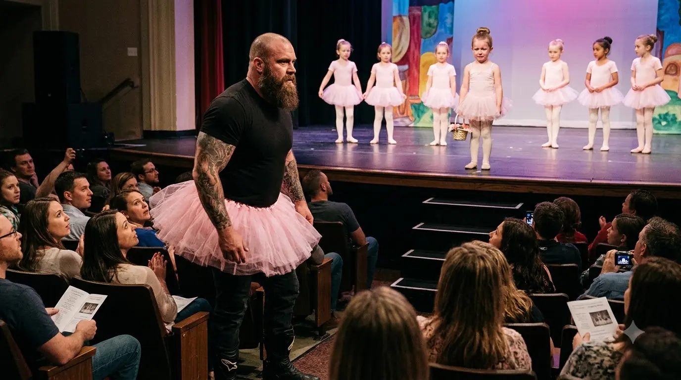 A 280-Pound Biker Walked Onto His Daughter’s Ballet Stage in a Pink Tutu — Then the Little Girl Made Him Turn Around