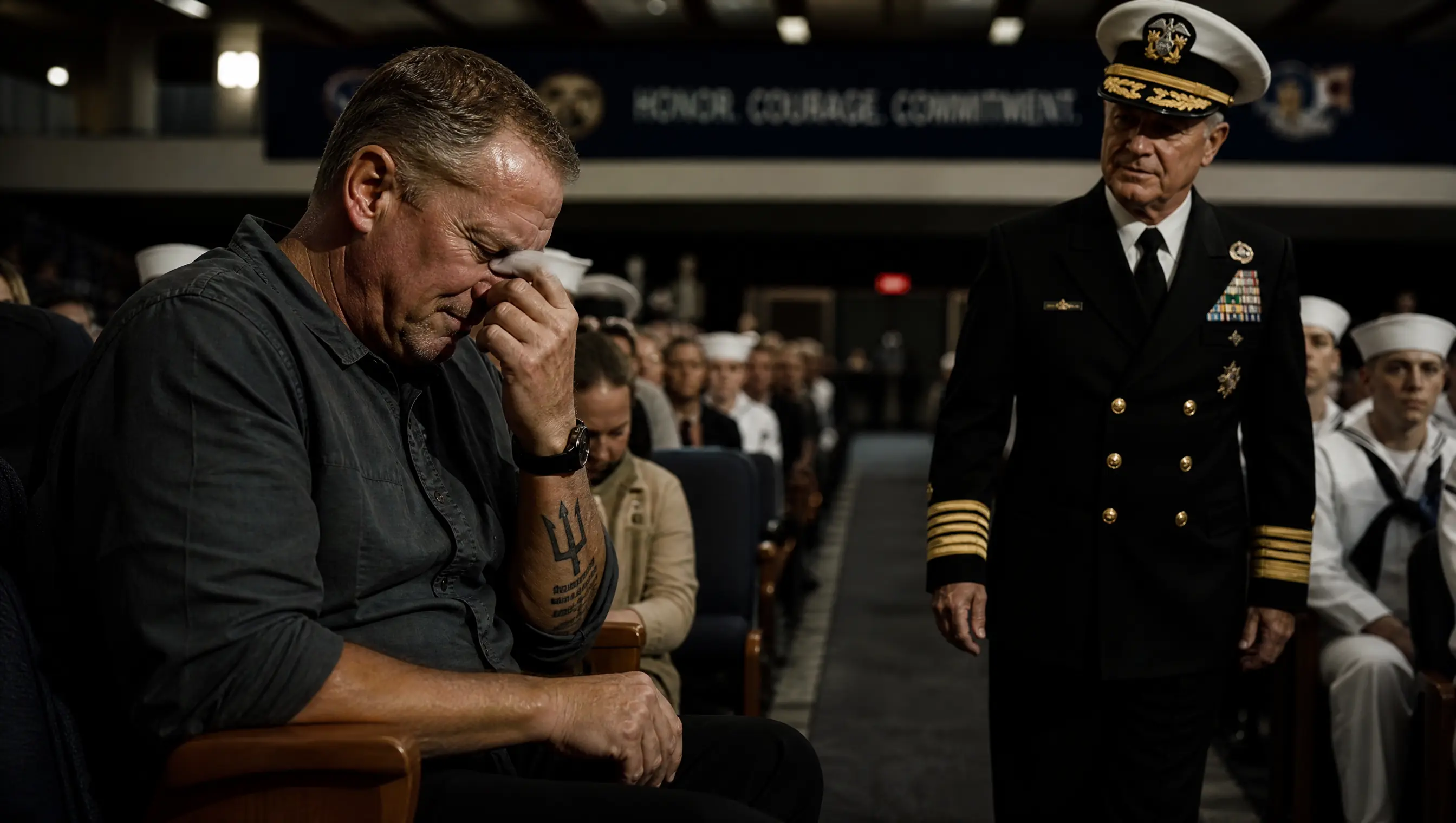 Wiping His Tears in the Front Row of His Son's Navy Graduation, Until the Admiral Saw the Trident on His Arm, Walked Down the Aisle, and Said, "They Told Me You Went Down With the Ship"
