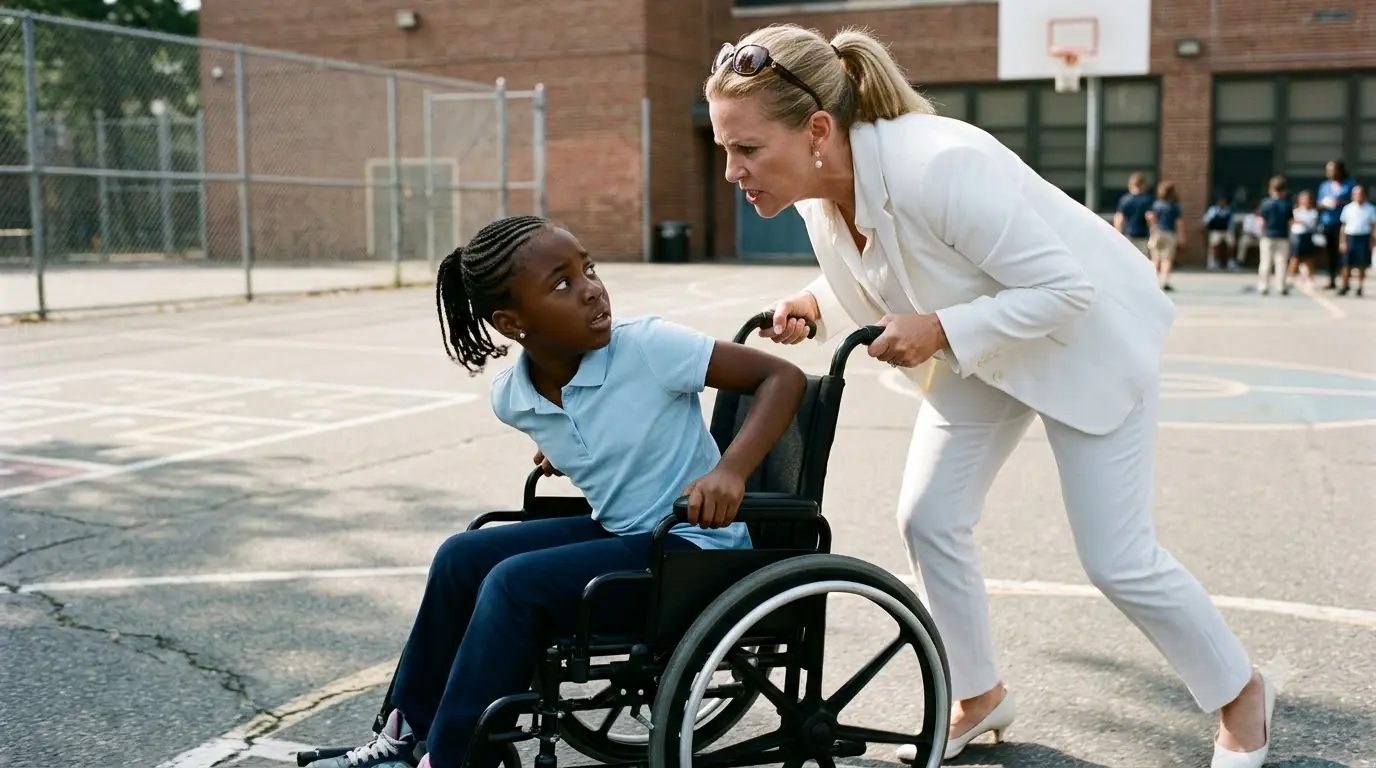 The HOA President Took a Girl’s Wheelchair at School — Then Her Father Walked Through the Gate With the Principal