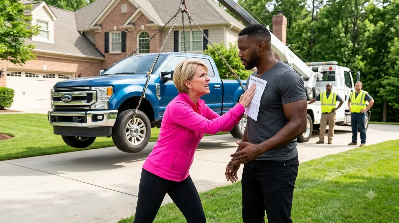 The HOA President Had My Blue Truck Lifted From My Own Driveway — Then the Tow Supervisor Saw Something That Made Him Stop Everything