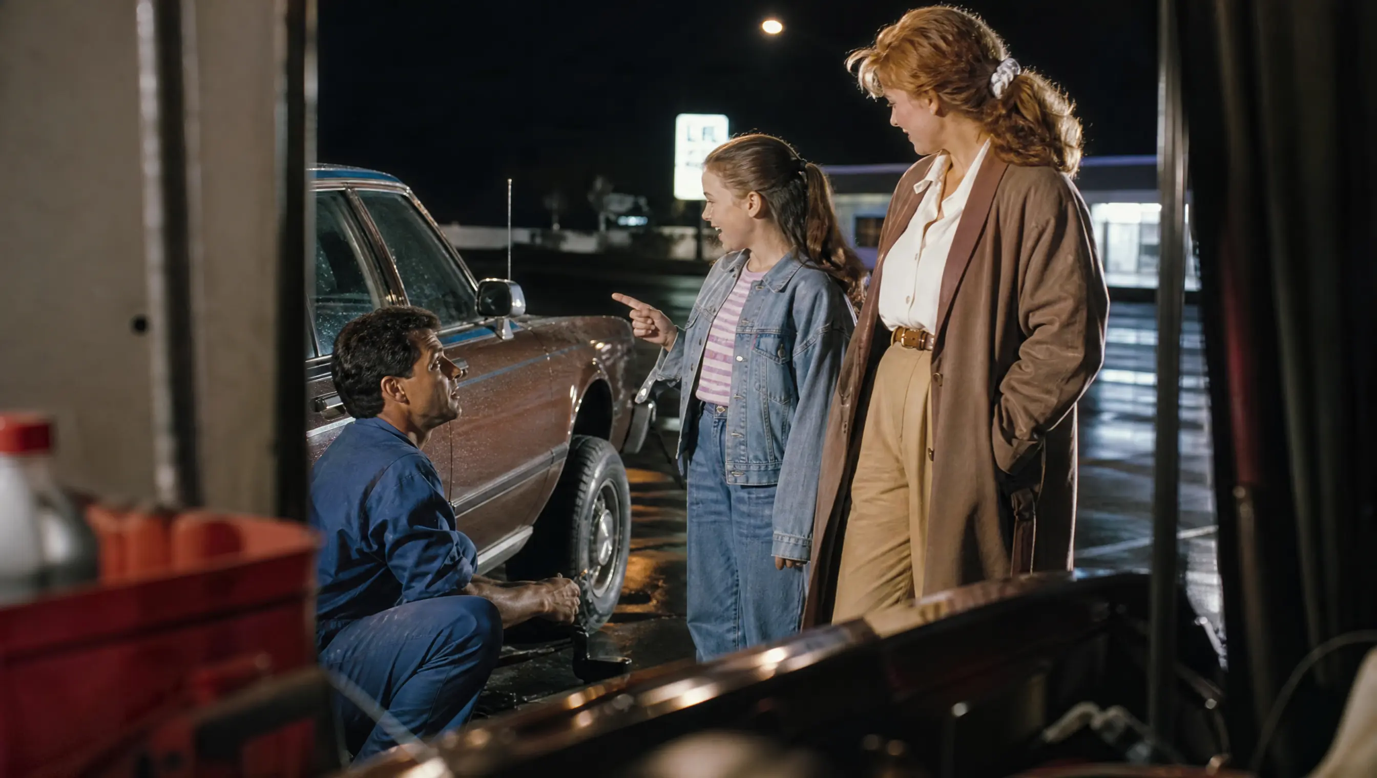 A Single Dad Stopped to Fix a Stranger's Flat Tire, Until His Daughter Bragged and the Redhead Said, "Perhaps You Could Teach Me Sometime?"