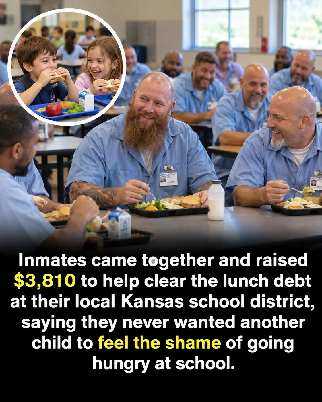 Kansas Prison Inmates Donate $4,267 From Their Own Wages to Help Children Struggling With School Lunch Debt