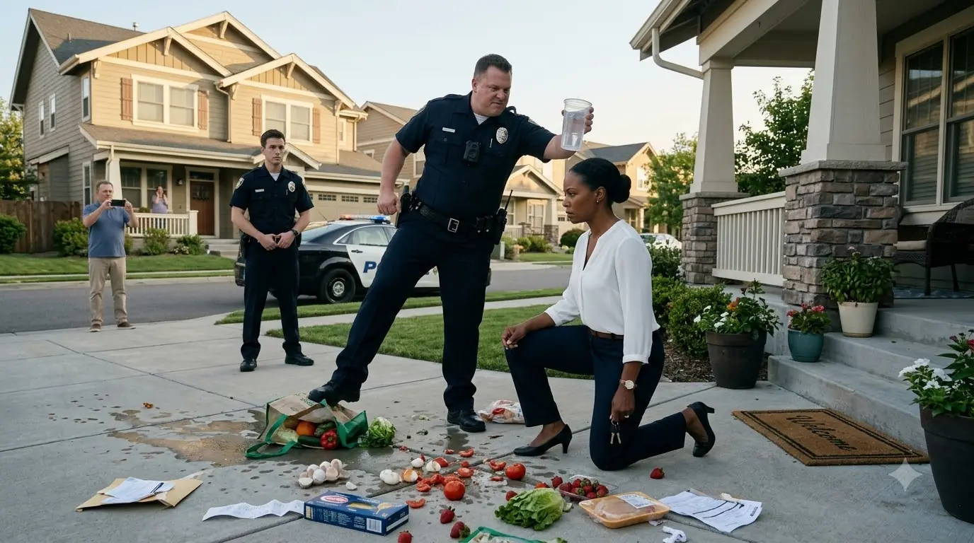 Cop Poured Drink on A Woman in Her Driveway — Then, He Collapsed When Learning Who She Was