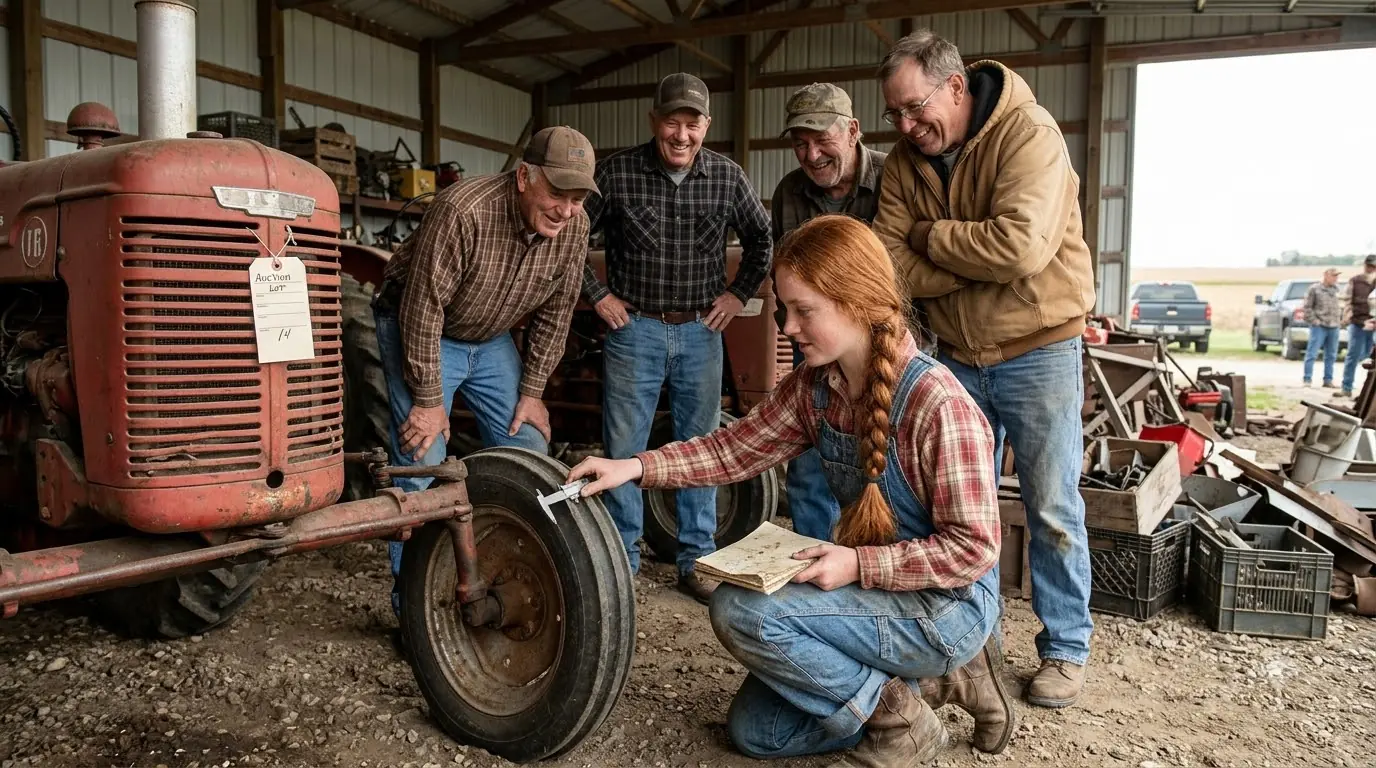 Farmers Laughed When a 15-Year-Old Girl Bought a Dead Tractor — Then One Scratch in the Paint Silenced the Entire Auction Yard