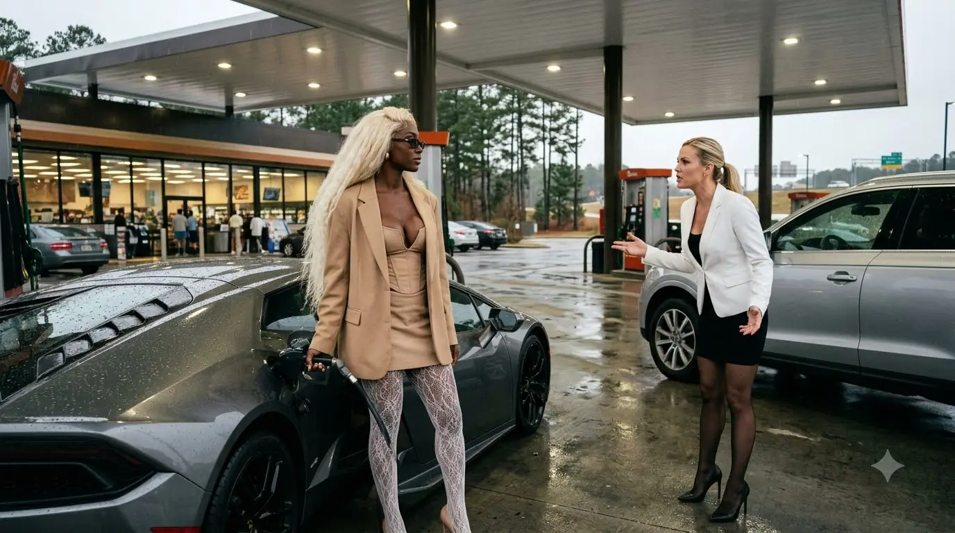 She Laughed a Woman for Driving a $400,000 Supercar — Then the Gas-Station Clerk Ran Outside Holding a Tablet