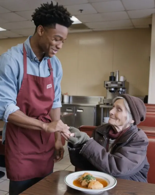A Young Waiter Fed an Elderly Stranger Who Had Only Coins — Then a Woman Arrived Holding a Photo That Changed Everything He Knew About Her