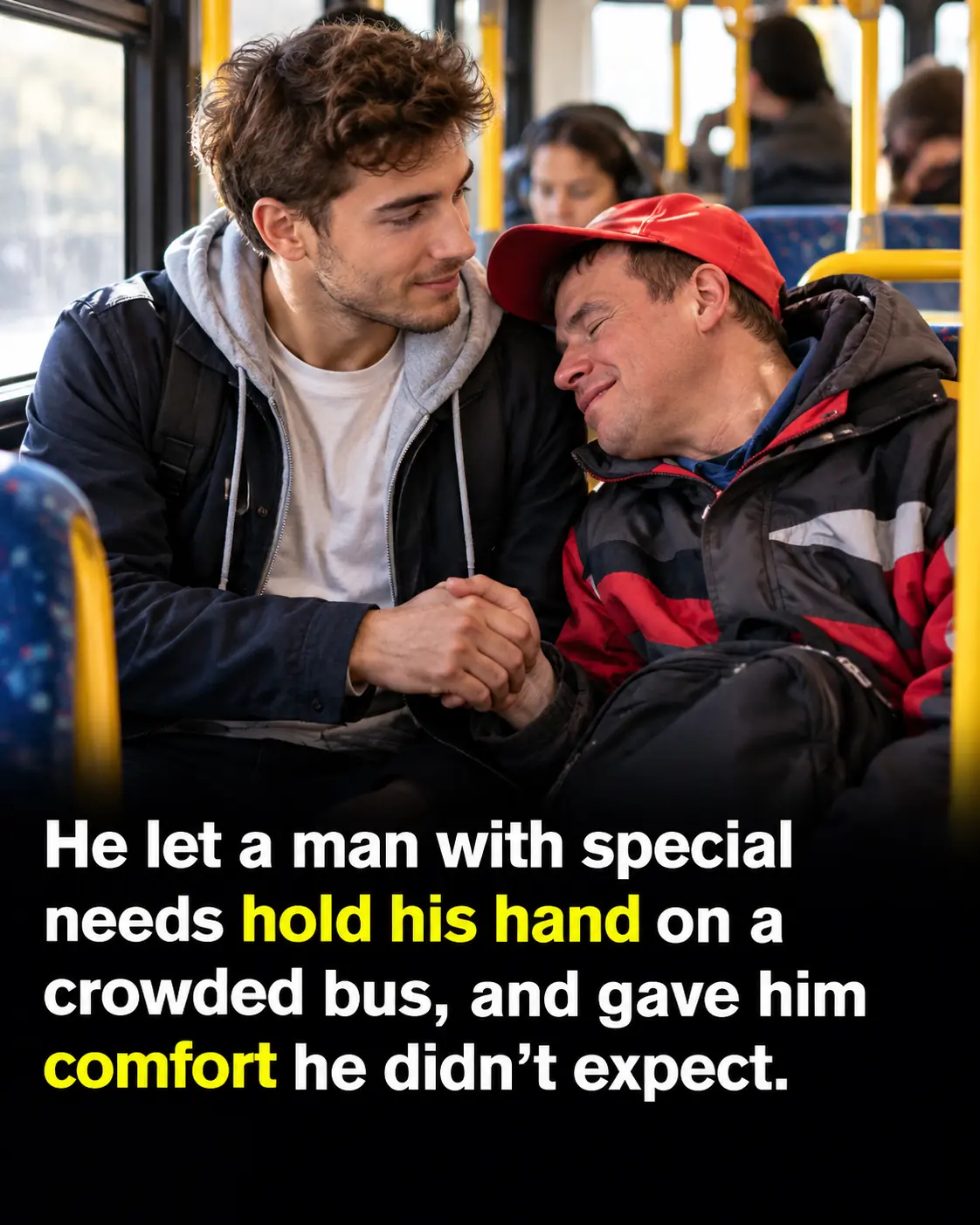 A Stranger Held His Hand on a Crowded Bus, and His Simple Act of Kindness Touched Millions ❤️