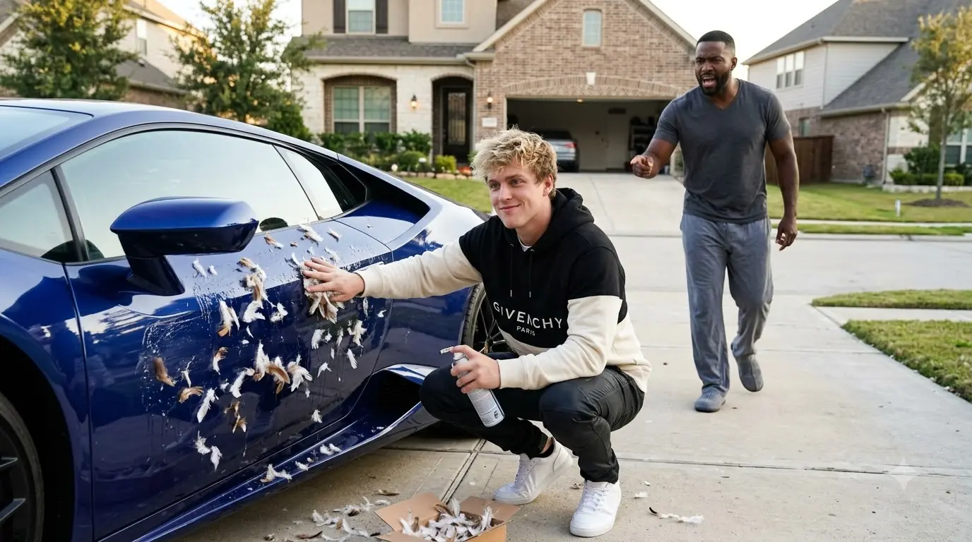HOA President’s Spoiled Son Covered a Homeowner’s Blue Lamborghini in Glue and Chicken Feathers — Then the Unmarked SUV Across the Street Opened Its Doors