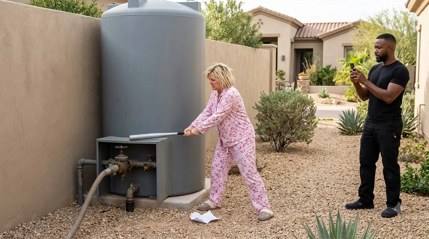 HOA Woman Tried to Smash a Homeowner’s Emergency Water Tank — Then the Fire Chief Arrived