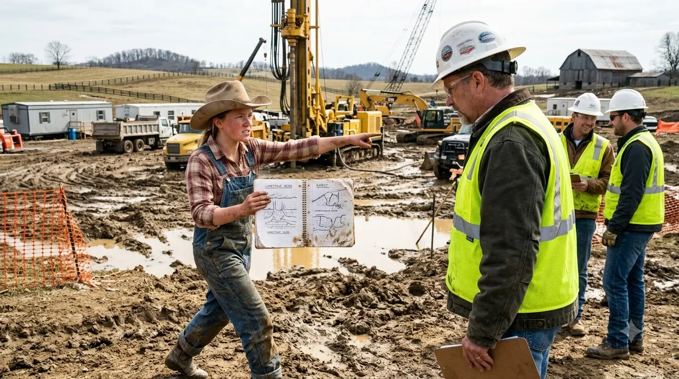 They Laughed at a Farm Girl’s Muddy Notebook—Then a $20 Million Drilling Rig Disappeared Beneath Their Feet