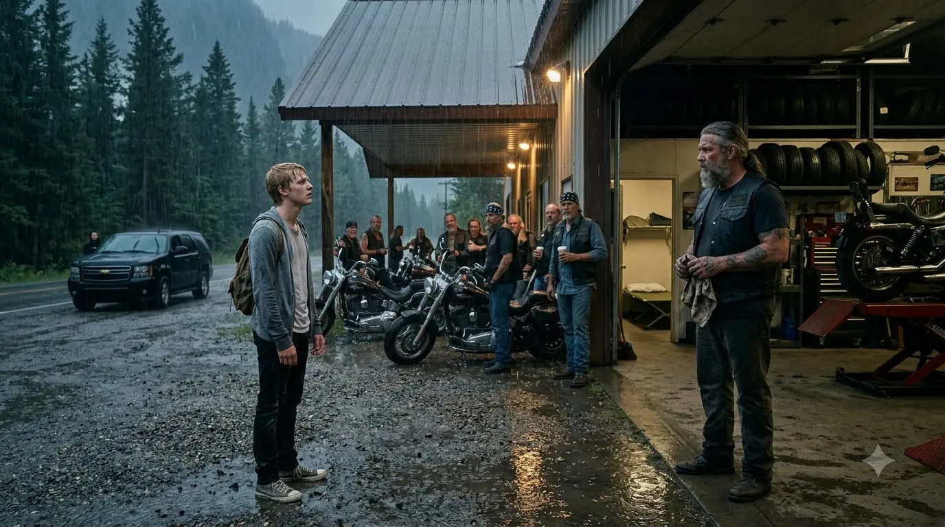 “Can I Sleep in Your Garage?” Abandoned Man Asks Biker — Hells Angels Arrive and Change Everything