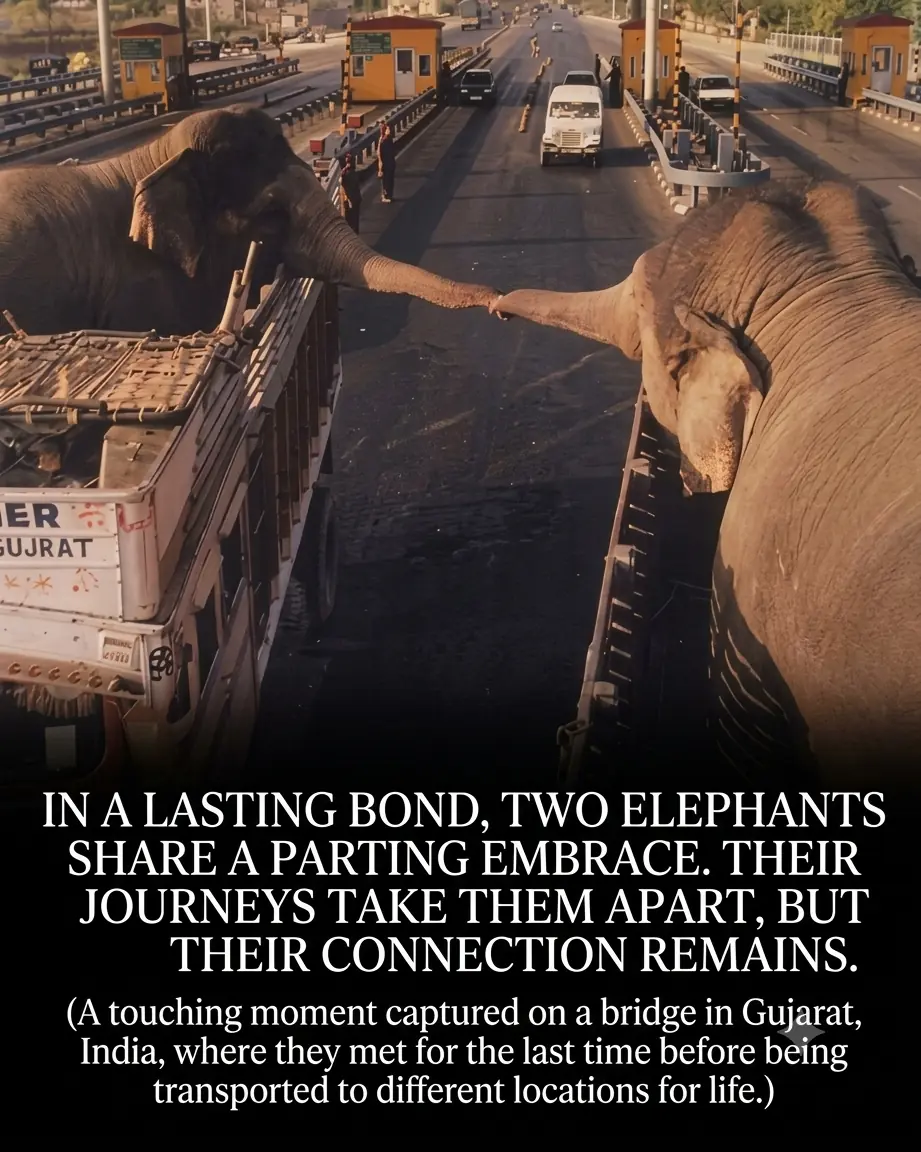 Two Elephants Reach Across Separate Trucks in India in a Heartbreaking Moment That Touched Millions