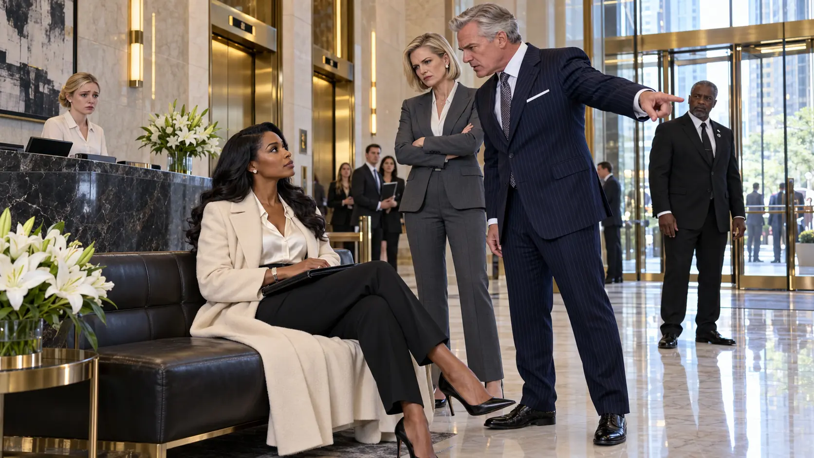 6 Executives Ignore A Woman in Lobby for 45 Min — Go Pale When She Takes the Chairman's Seat