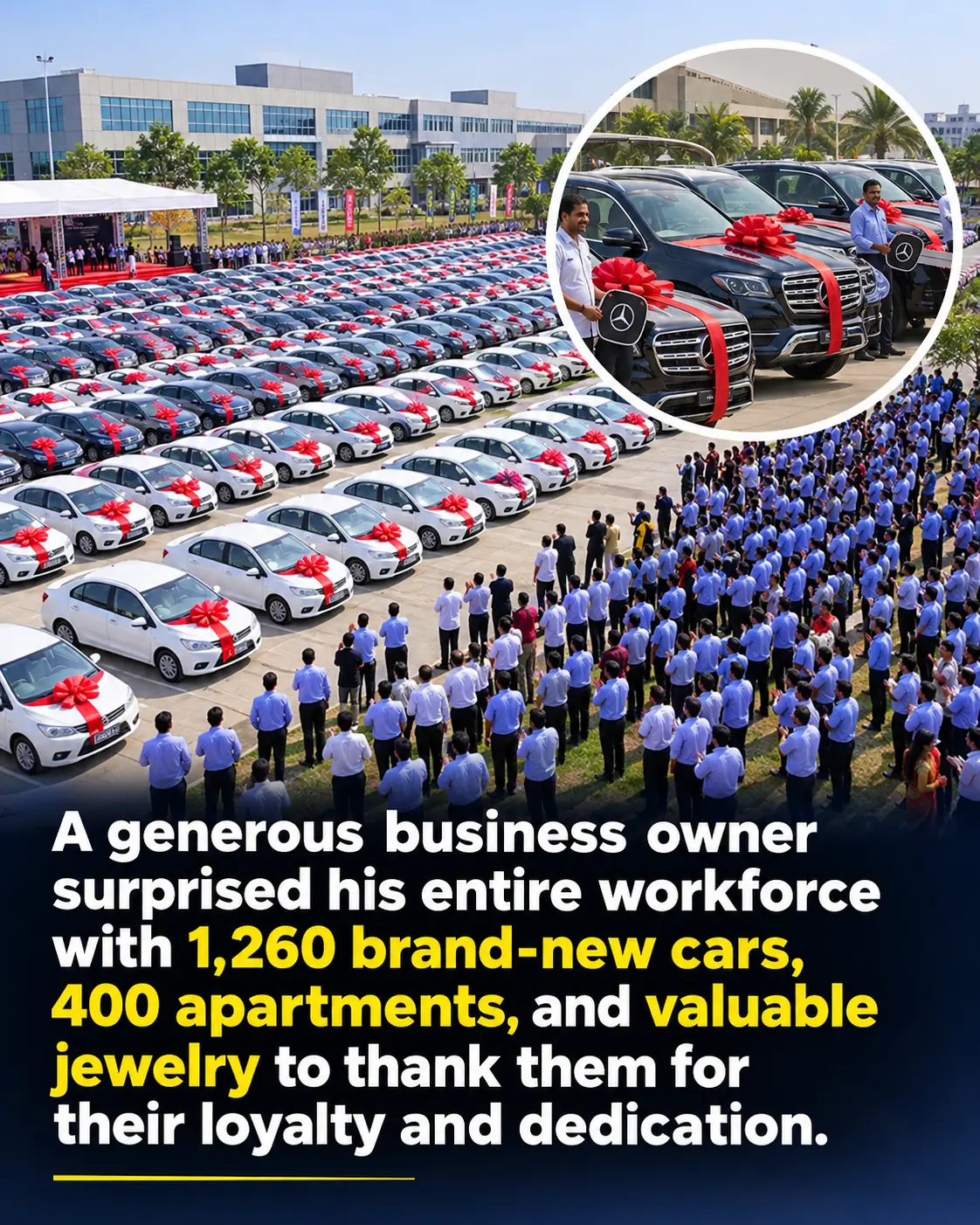 Indian Billionaire Rewards 1,700 Employees With Cars, Apartments, and Jewelry for Their Hard Work