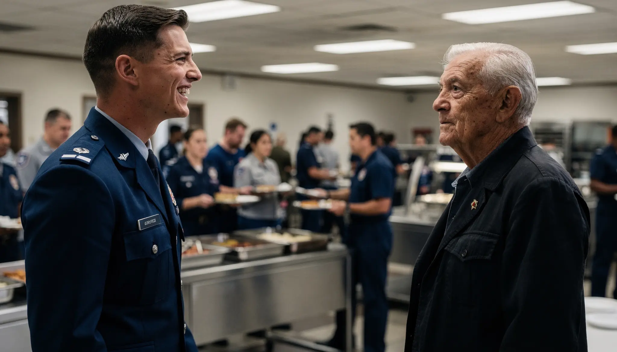 USAF Captain Jokingly Asked an Old Veteran His Rank — Until His Reply Made the Entire Mess Freeze