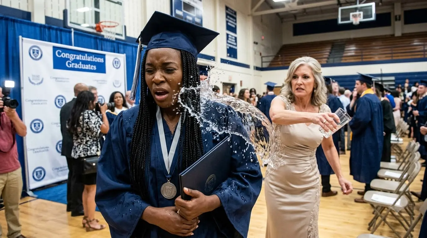 Her Mother-in-Law Threw Water on Her at Graduation—Then the Medal Around Her Neck Exposed What She Had Done to Her Car