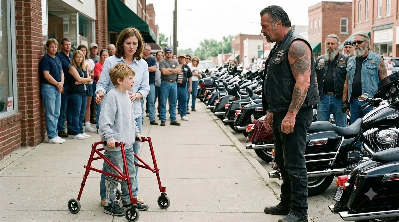 A Boy With Leg Braces Stopped a Memorial Ride and Whispered “Twenty-Two” — Then the Bikers Saw What He Carried in His Pouch