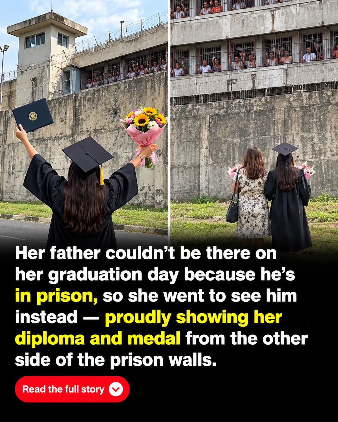 Her Father Was in Prison and Couldn’t Attend Her Graduation—So She Brought Her Diploma to Him in a Heartbreaking Moment of Love