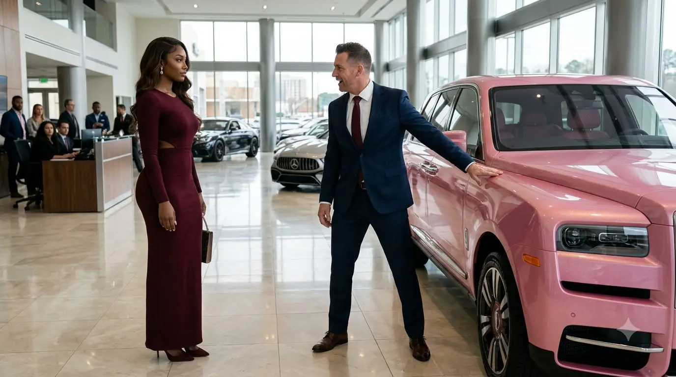 SALESMAN LAUGHED AT A WOMAN ASKING ABOUT A PINK LUXURY SUV—THEN SHE ORDERED 20 CARS FROM HIS BIGGEST RIVAL