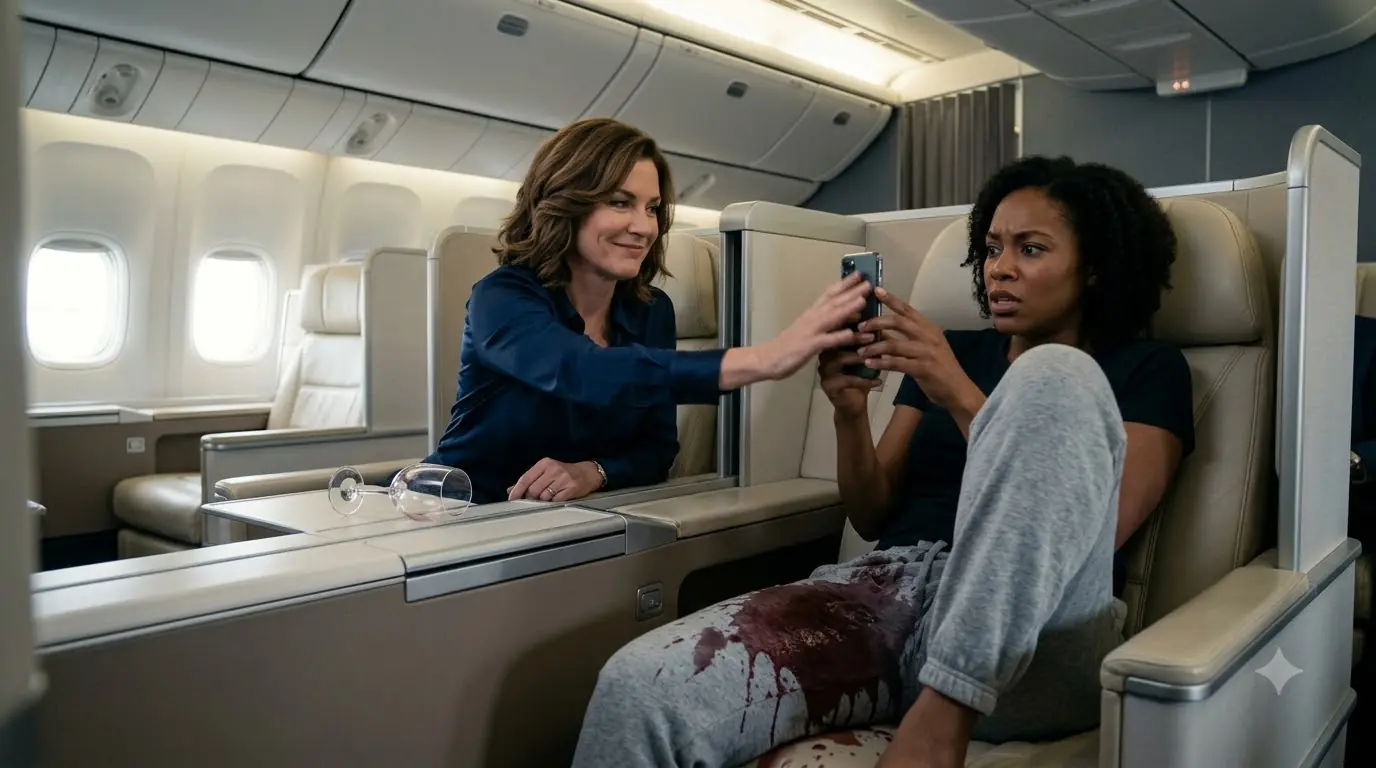 She Poured Red Wine on a Woman in First Class — Then the Captain Walked Out of the Cockpit