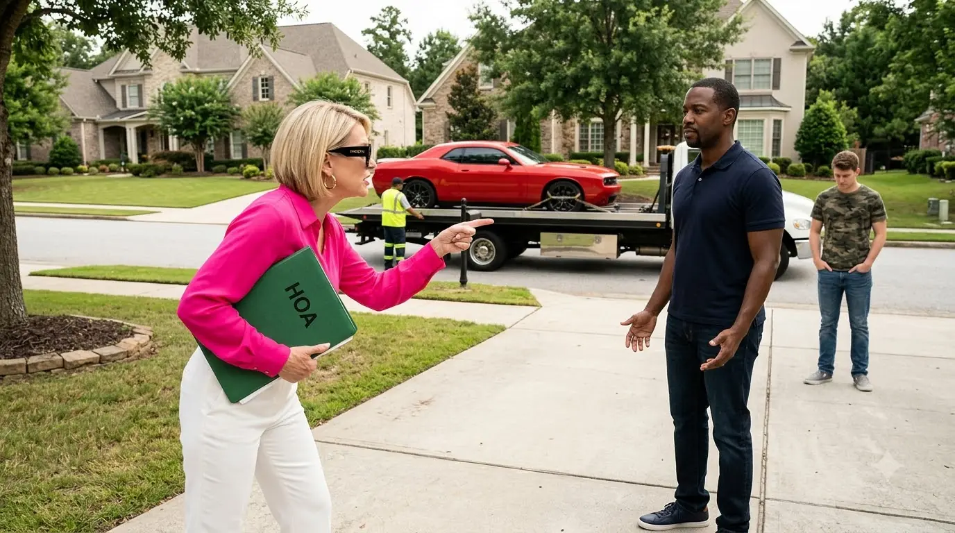 The HOA President Let Her Son Block His Driveway Every Morning — Then One Legal Tow Exposed What She’d Put in Writing