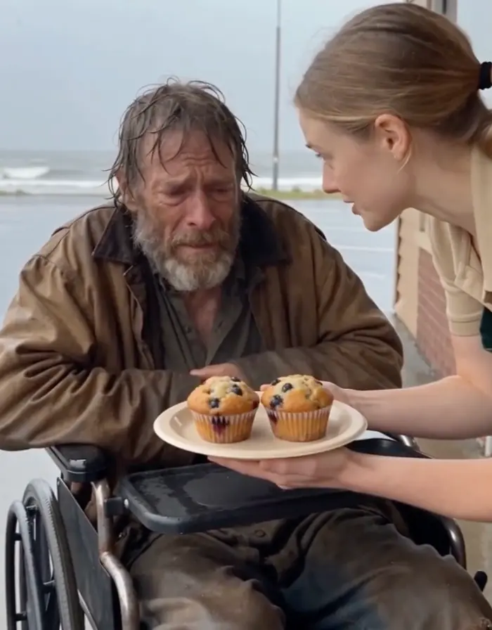A Waitress Gave Two Muffins to a Homeless Man in a Wheelchair — Twenty Years Later, Two Men in Black Suits Came Looking for Her