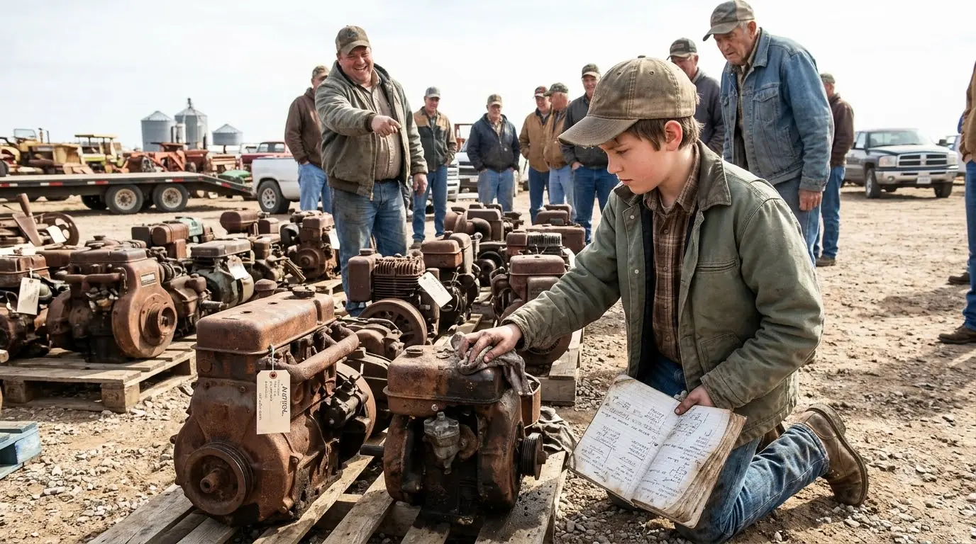 A 12-Year-Old Spent His Last $320 on 16 Junk Engines — By Sundown, Farmers Were Pulling Into the Auction Yard