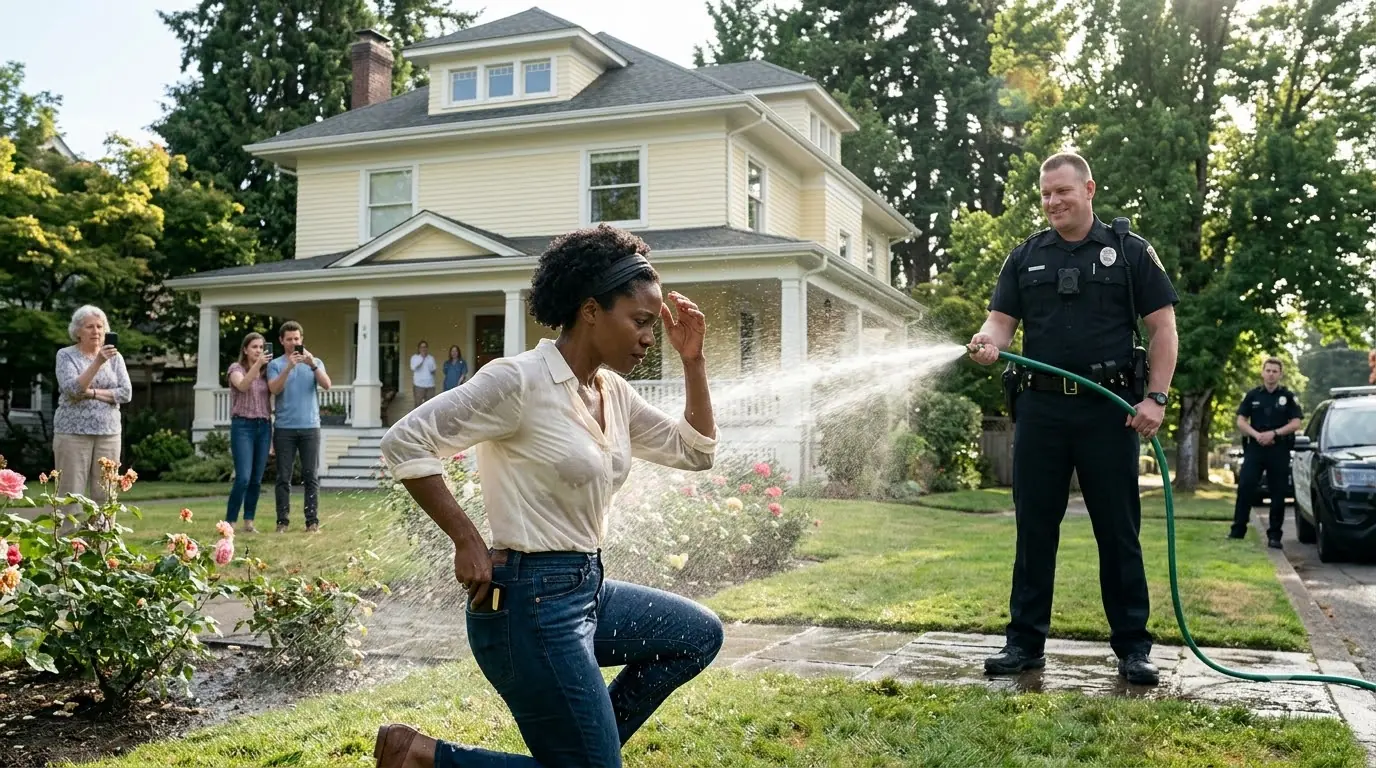 Cop Sprayed a Hose on a Woman for Fun — What She Pulled Out Made Him Beg for Mercy