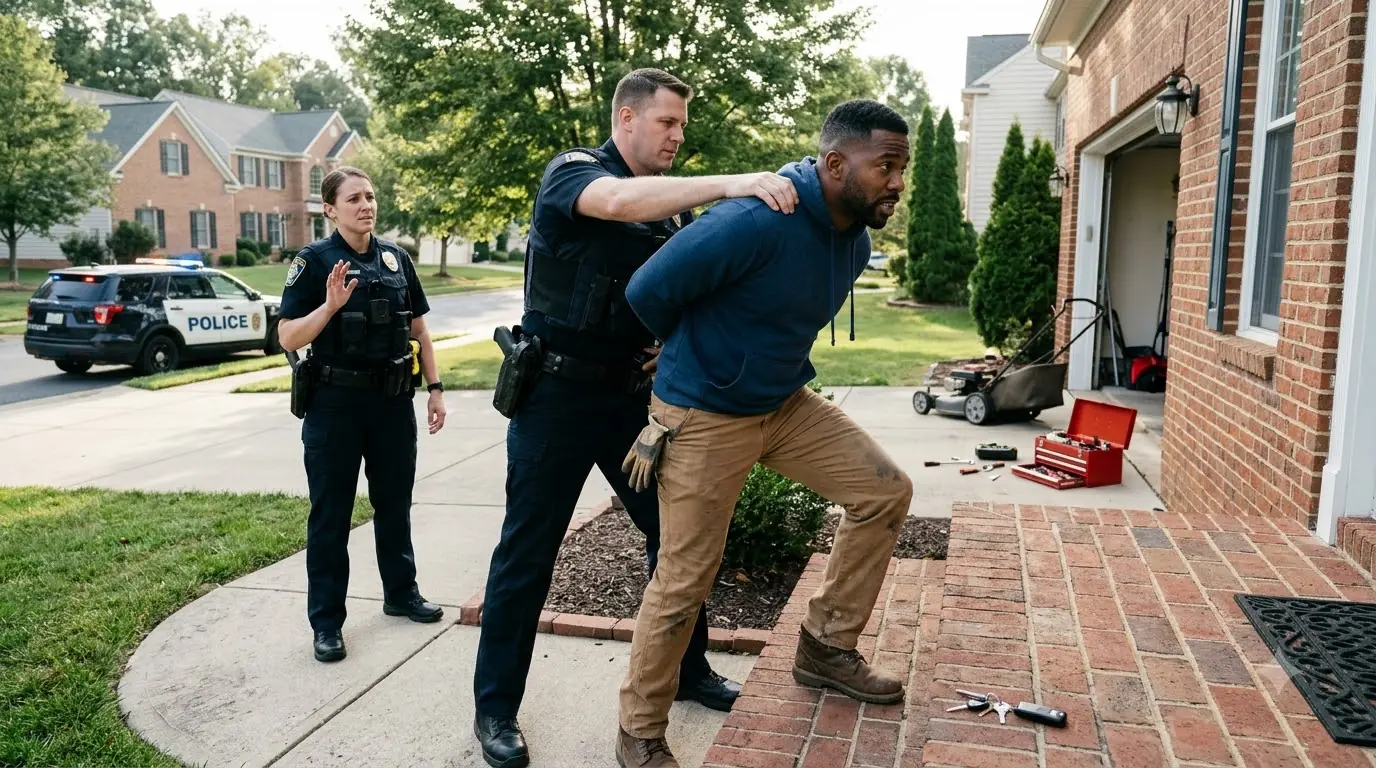 Police Pinned a Homeowner to His Own Porch — Then a Black SUV Stopped at the Curb
