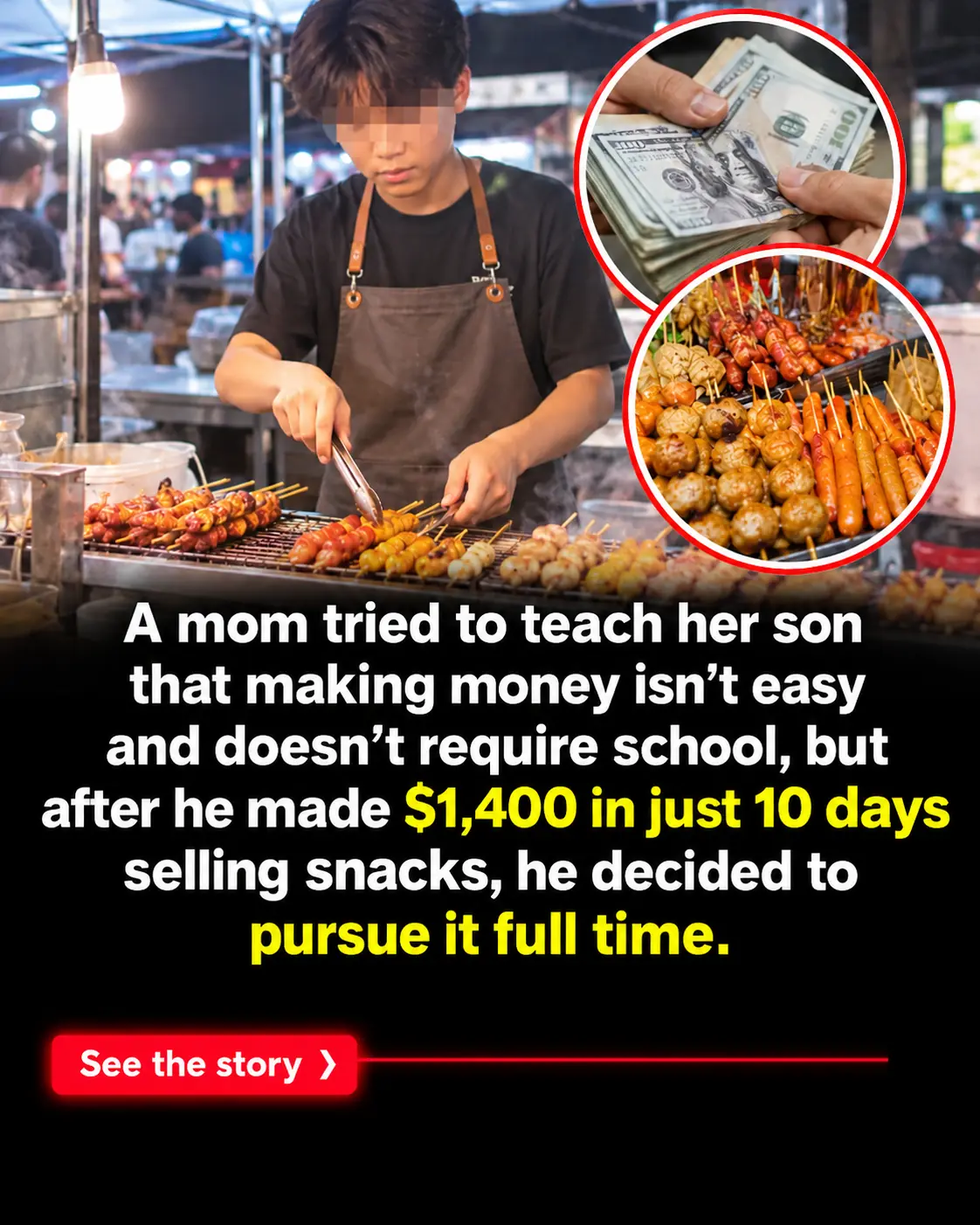 Mom Makes Her 17-Year-Old Son Sell Street Food to Teach Him the Value of Education, but Her Plan Backfires When He Makes $1,400 in Just 10 Days! 😂