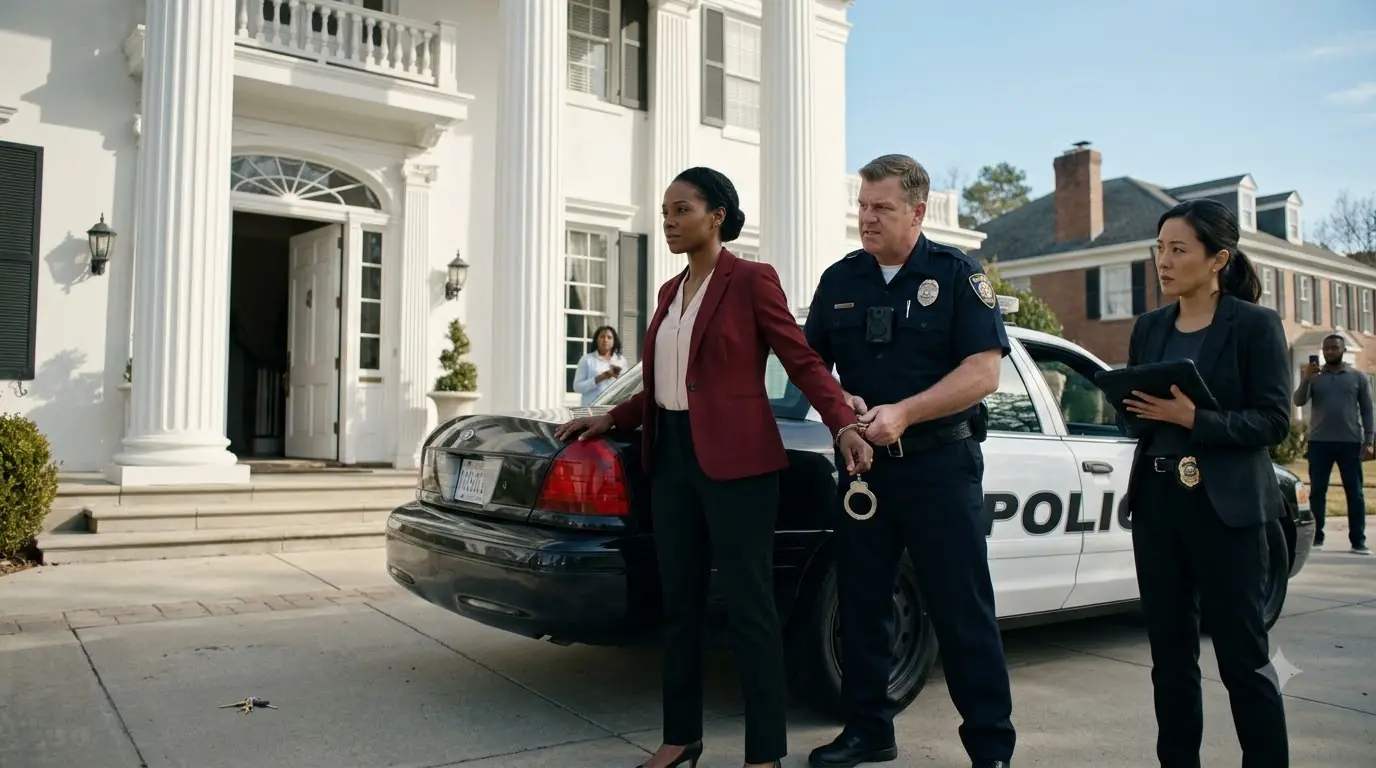 Cop Handcuffs A Woman at Rich Mansion — Her Real Identity Destroys His Career