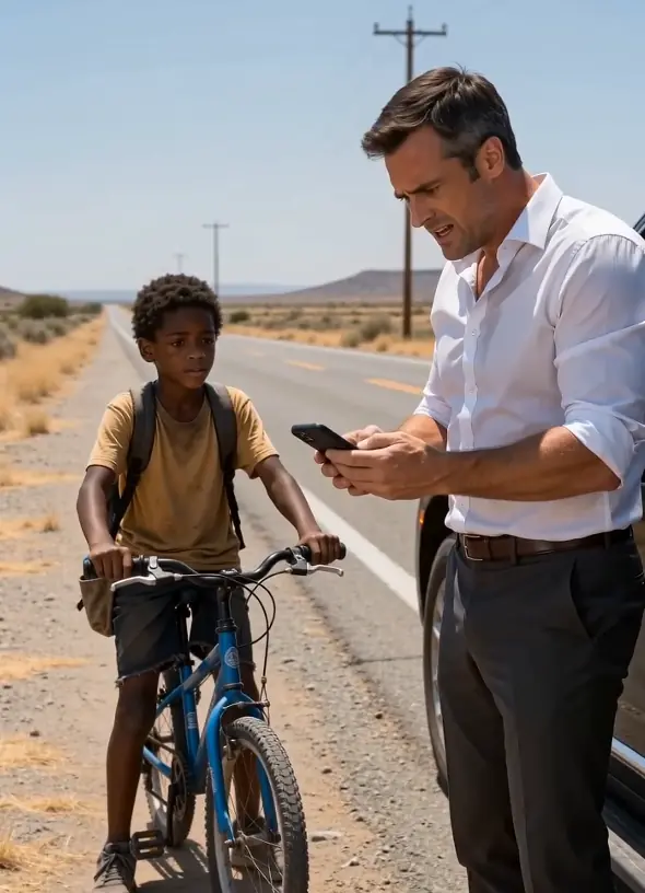 A Stranded Driver Was Ignored on a Desert Highway — Then a Boy on a Bicycle Found the Mark Nobody Had Checked