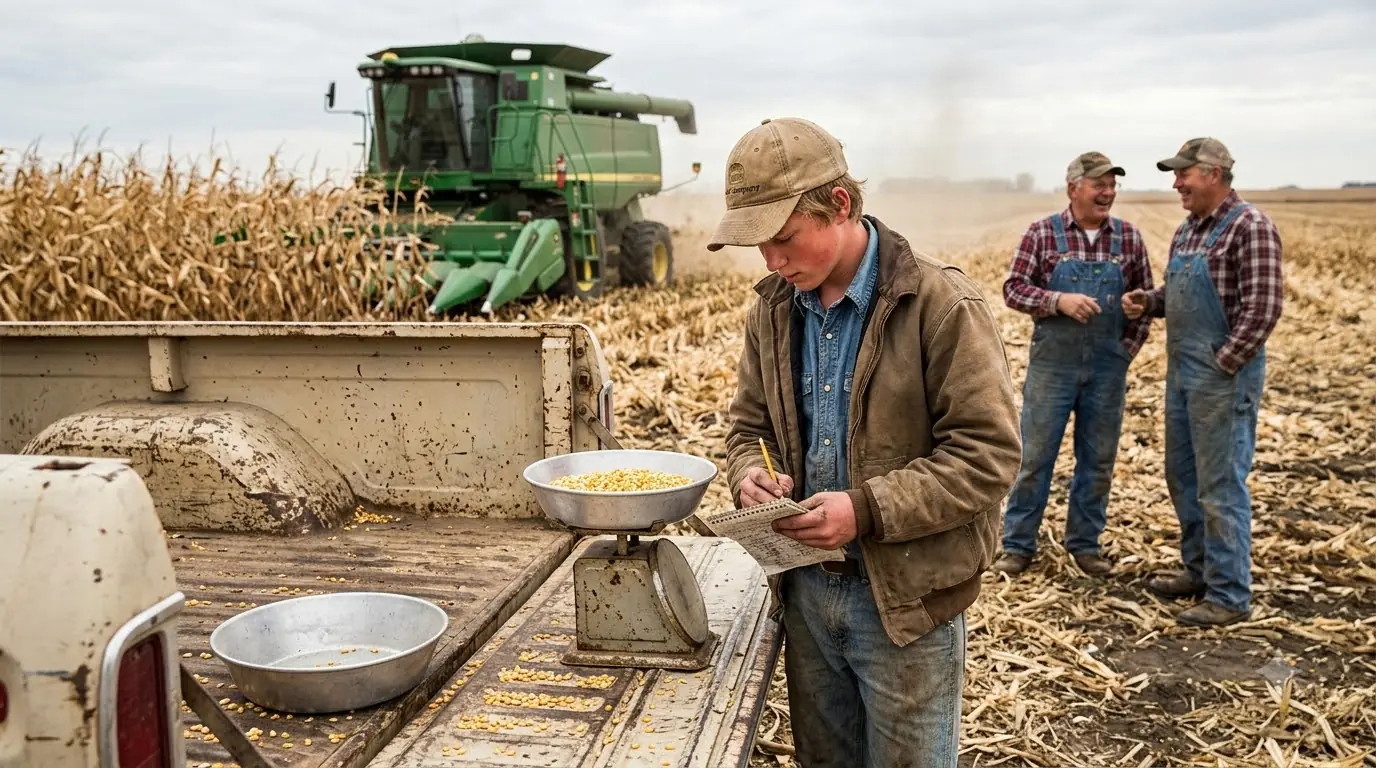 They Laughed at the 16-Year-Old Following the Combine With a Bucket — Then Farmers Started Shutting Down Their Machines for Him