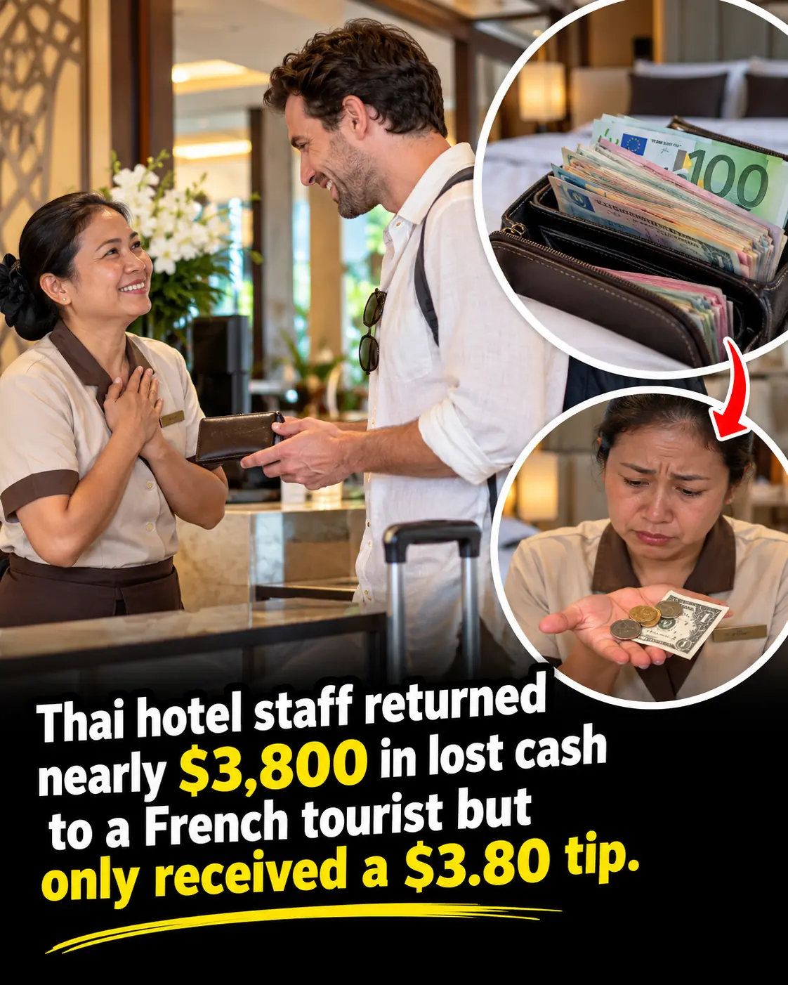 Hotel Staff in Thailand Honestly Returned Over $3,000 in Lost Cash to a French Tourist, but His Reported $3 Reward Left the Internet Divided! 😳🇹🇭
