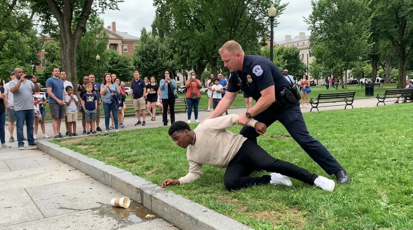 A Police Sergeant Slammed a Teen Into the Grass — Then a Black SUV Rolled Into the Park