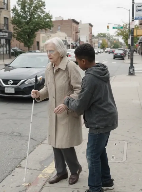 A Boy Saved a Nearly Blind Woman From a Passing Car — Then She Asked Him to Take Her Somewhere Nobody Expected