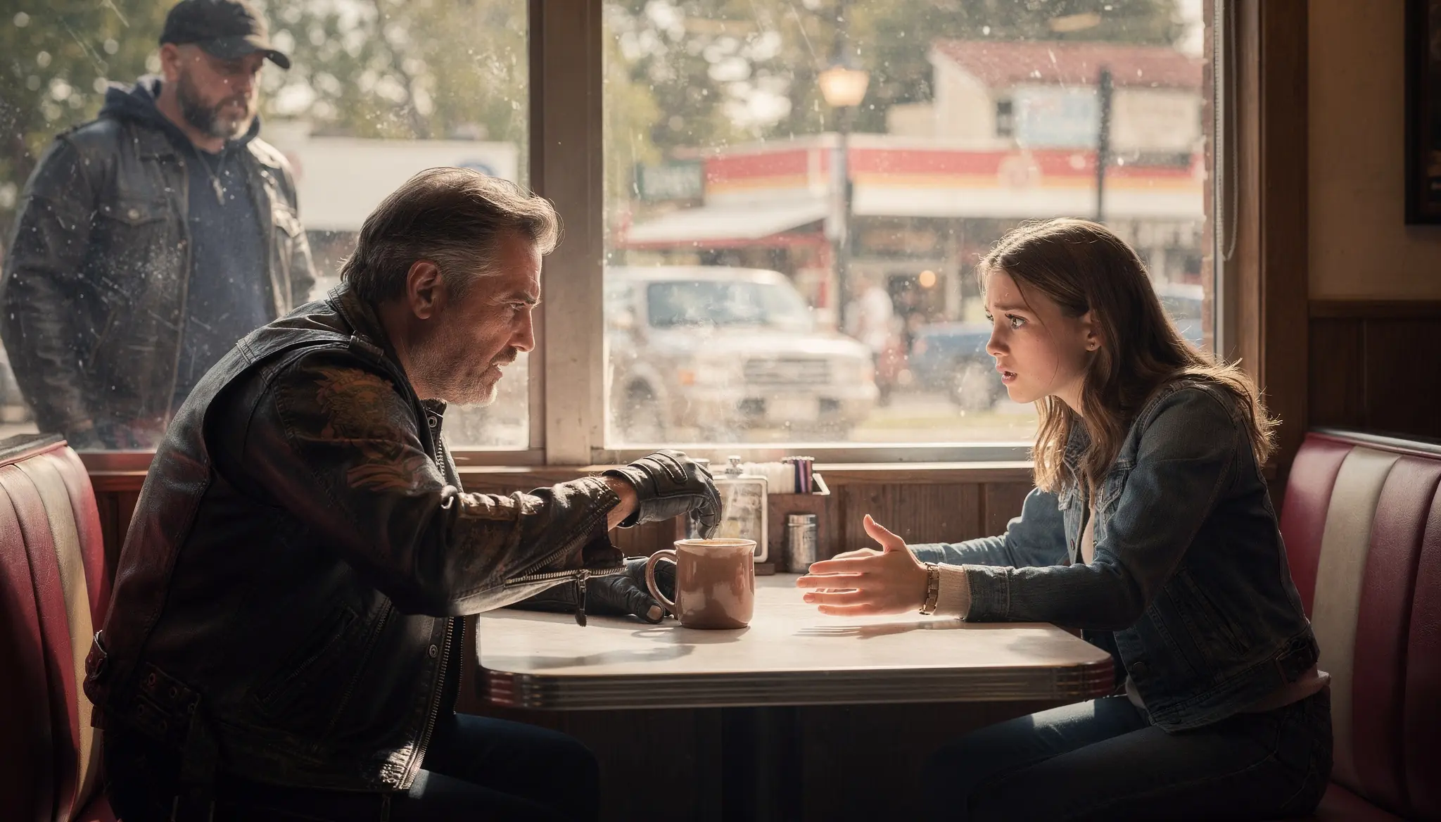 "Don't Drink That Coffee!" The Teenage Girl Warned Biker — Then He Saw A Suspicious Stranger Outside The Window