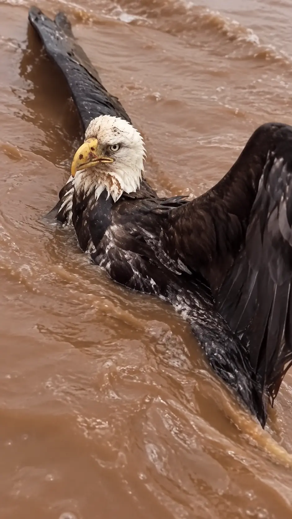 Man Pulls a Drowning Bald Eagle From a Raging River — He Holds the Exhausted Bird Until It Finds the Strength to Fly Again