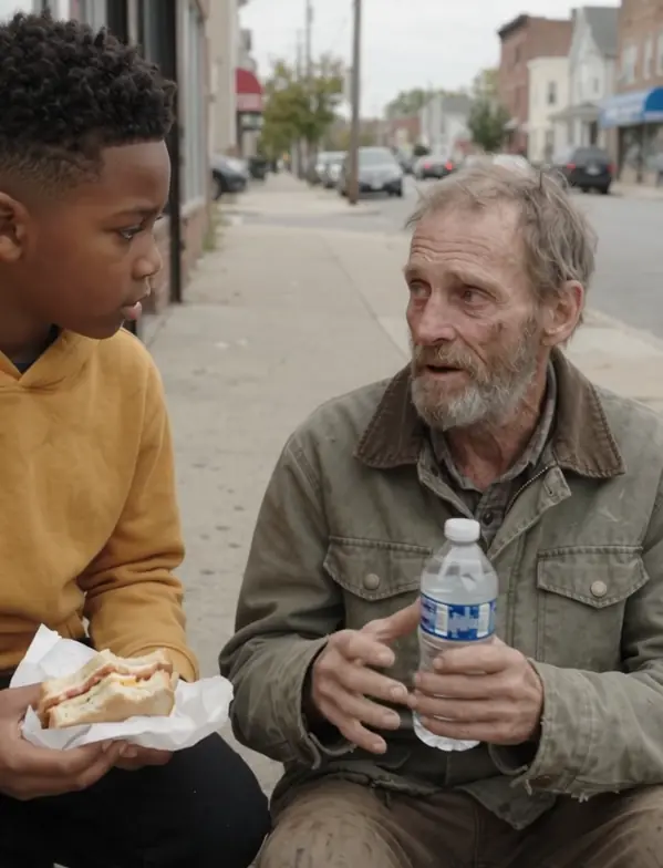 A Black Boy Gave His Sandwich to a Collapsing Homeless Man — Months Later, a Car Stopped and the Stranger Stepped Out in a Suit