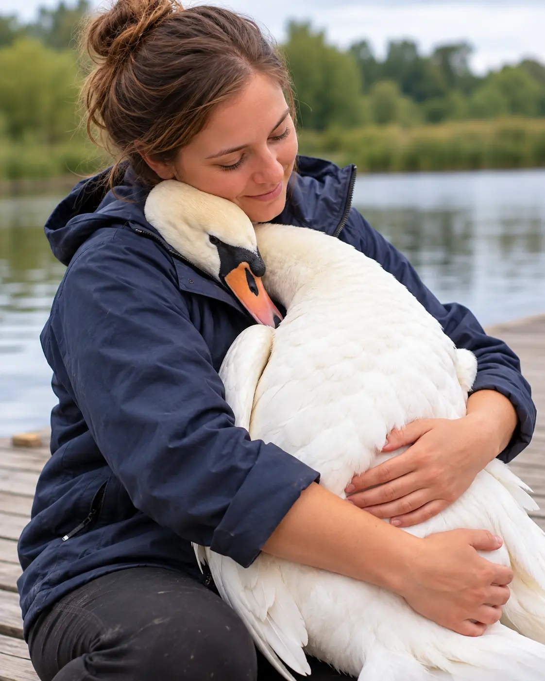 A Wounded Swan Wrapped Its Neck Around a Man Like a Hug, Creating an Unforgettable Moment of Trust and Love ❤️🦢