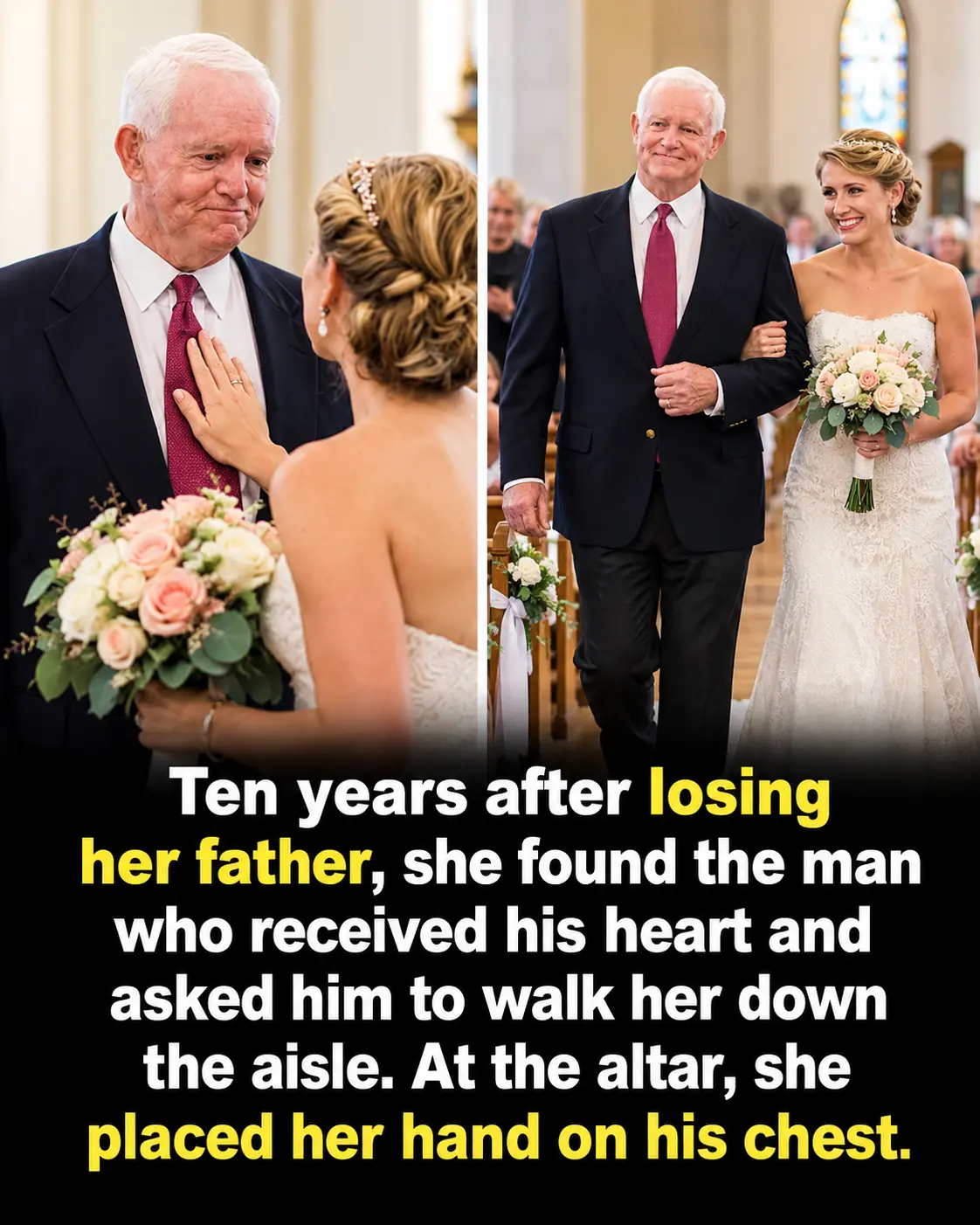 10 Years After Losing Her Father, a Bride Was Walked Down the Aisle by the Man Who Received His Heart—Then She Felt Her Dad’s Heartbeat One More Time ❤️