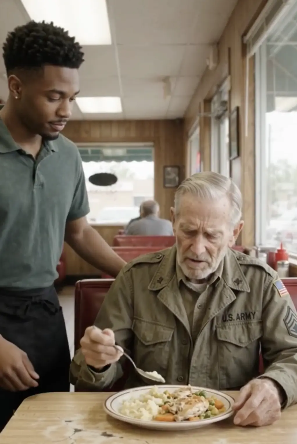 A Manager Shamed a Waiter for Helping a Veteran With Parkinson's — Then the Old Soldier Stood Up and Named the Man He Had Come to Find
