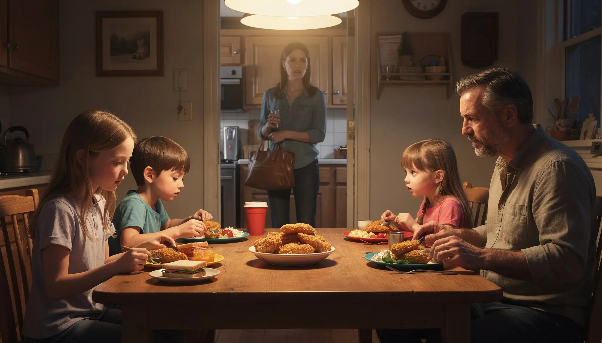 He Gave His Stepdaughter a Cold Sandwich While His Kids Ate Fried Chicken — Then Her Mother Came Home Early