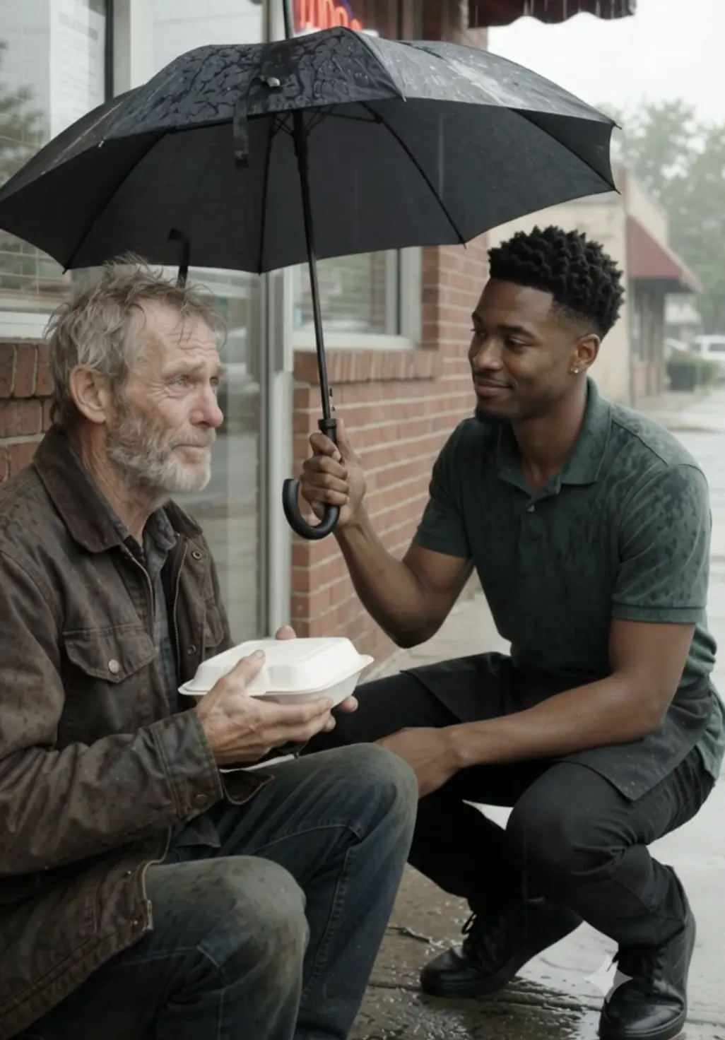A Waiter Gave His Dinner and Umbrella to a Homeless Man in the Rain — Twenty Years Later, the Stranger Returned With a Briefcase and One Unfinished Promise