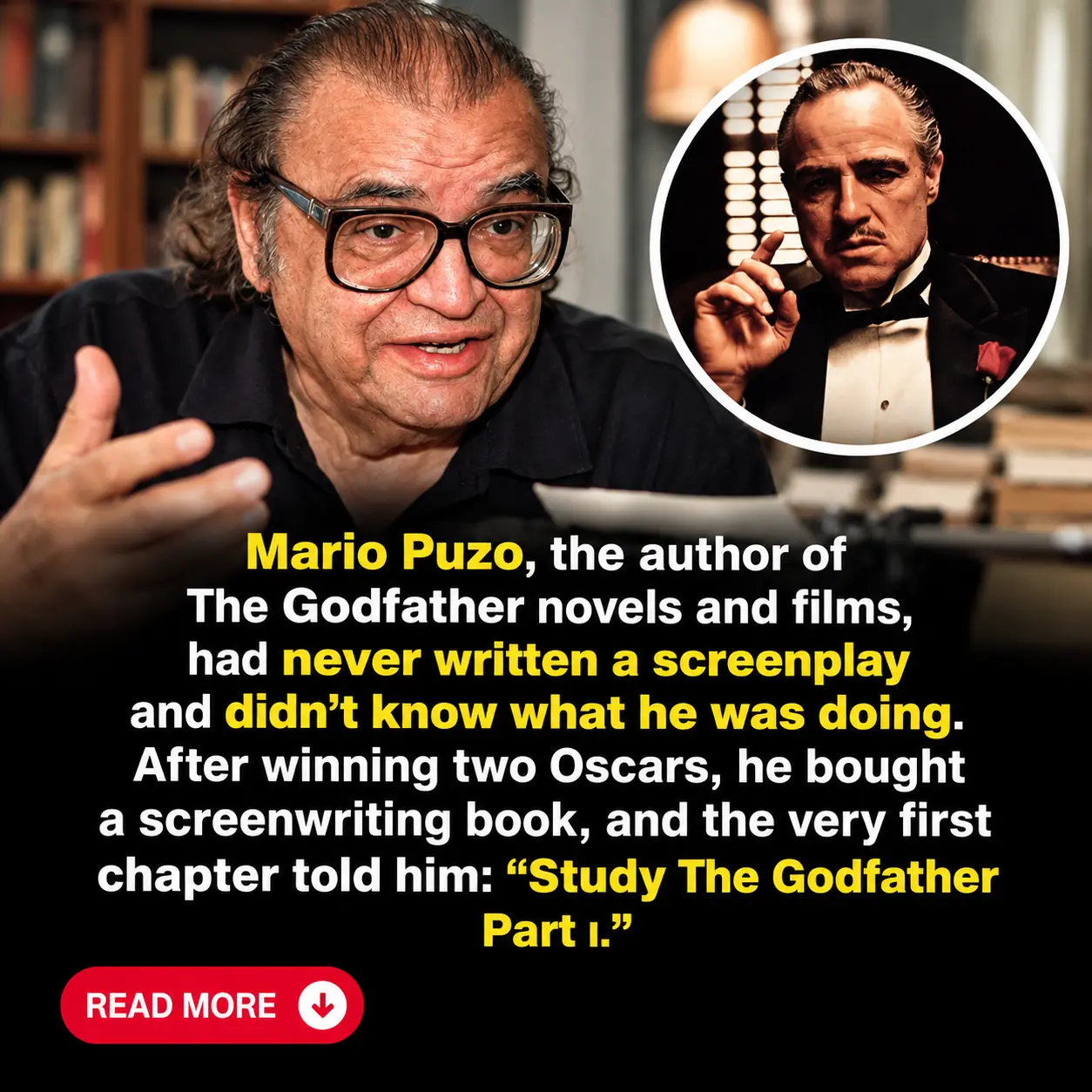Mario Puzo Won TWO OSCARS for The Godfather Without Ever Studying Screenwriting—Then Bought a How-To Book That Told Him to Study His Own Movie! 😂🎬