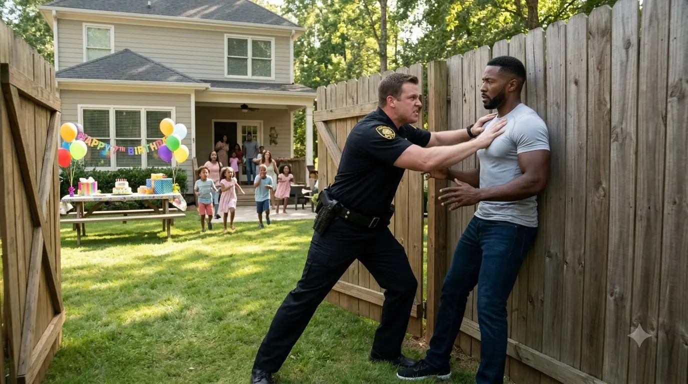 White Officer Slapped a Single Dad at His Daughter’s Birthday Party — Then the Woman in Pink Revealed Who She Was